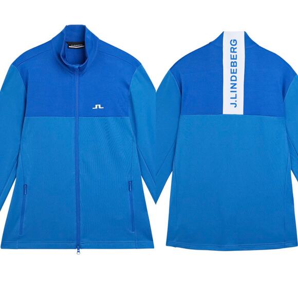 J. Lindeberg Men's Banks Relaxed Fit Mid Layer Full Zip Nautical Blue Large New